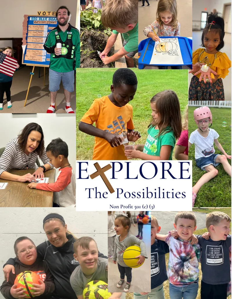 Explore the Possibilities collage of children learning and playing